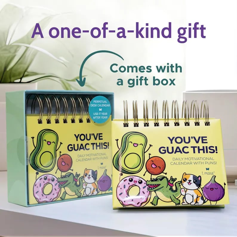 Funny Motivational Desk Calendar – Perpetual Daily Flip Calendar with Cute Puns, Inspirational Office Decor & Gift Idea