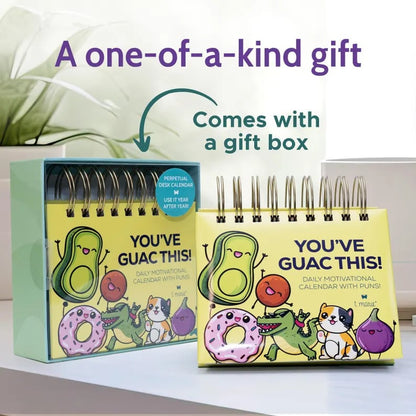 Funny Motivational Desk Calendar – Perpetual Daily Flip Calendar with Cute Puns, Inspirational Office Decor & Gift Idea