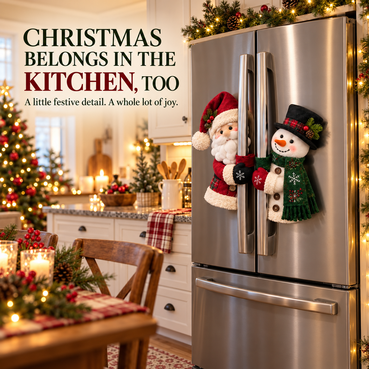 🎄 Santa & Snowman Christmas Fridge Handle Huggers
