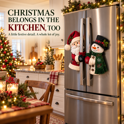 🎄 Santa & Snowman Christmas Fridge Handle Huggers