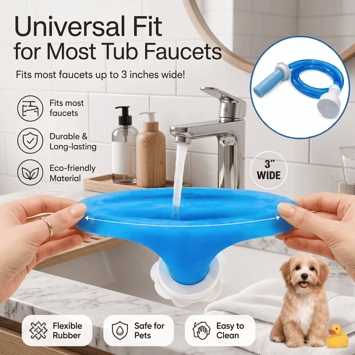 Slip-On Bathtub Faucet Sprayer Attachment, 5 Foot Hose