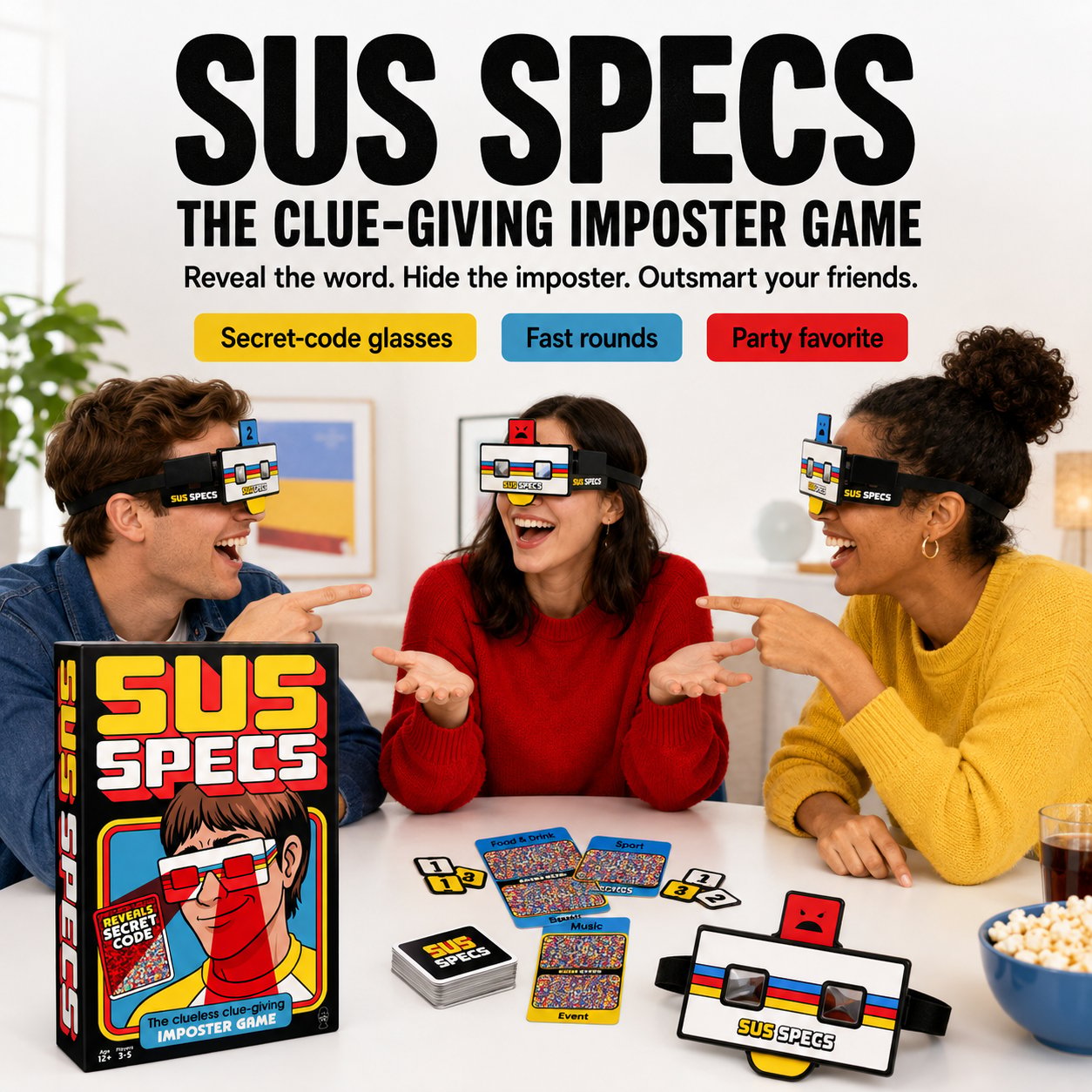 🔥LAST DAY 50% OFF - 🕵️Lucky Egg Sus Specs - The Clueless Clue-Giving Imposter Game