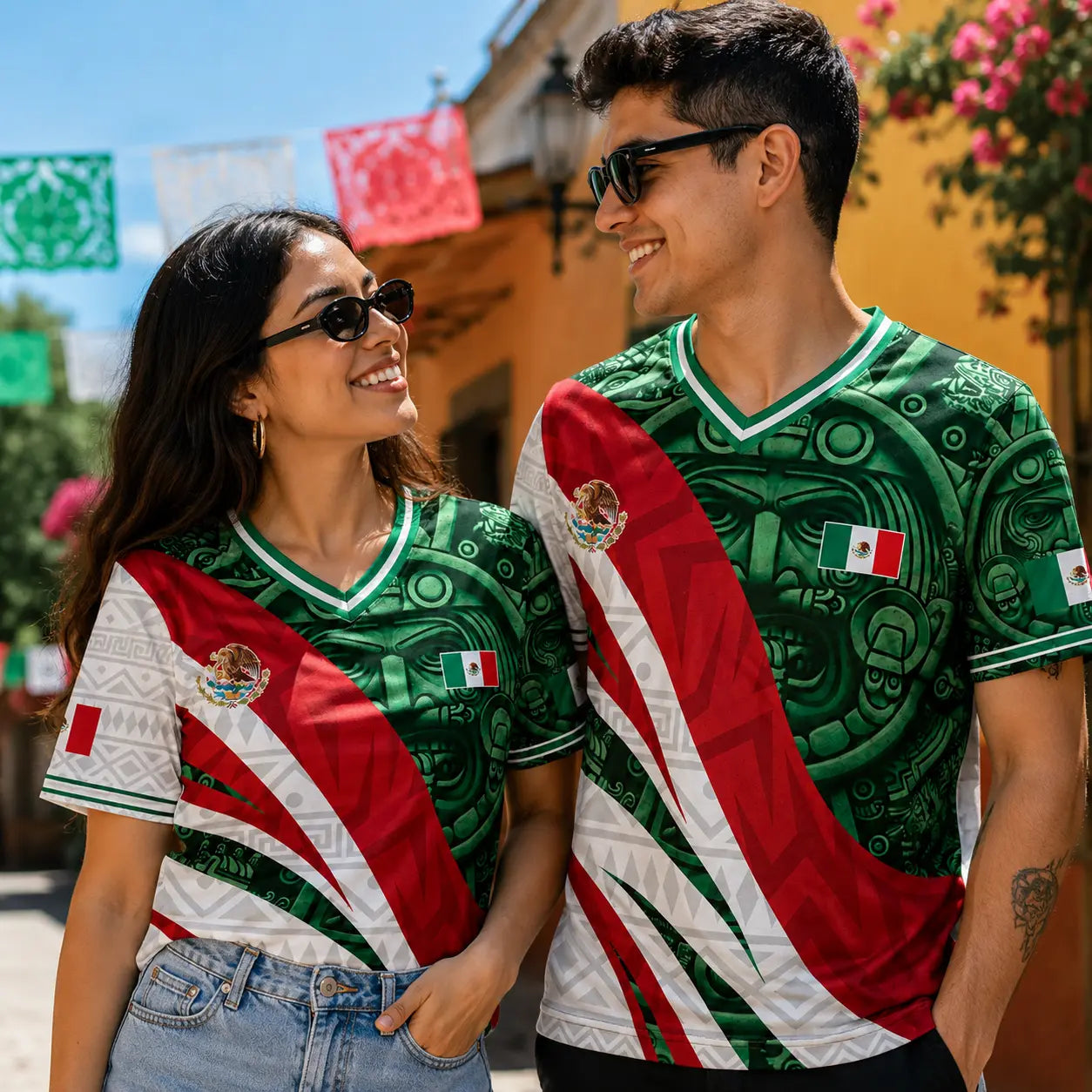 Mexico-Inspired Unisex V-Neck Jersey Shirt for Summer