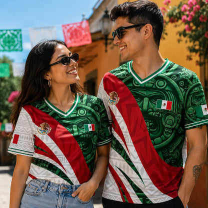 Mexico-Inspired Unisex V-Neck Jersey Shirt for Summer