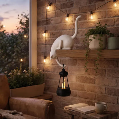 🐈‍⬛🏮 Peekaboo Black Cat Lantern Decor – Cozy LED Shelf Accent for Cat Lovers