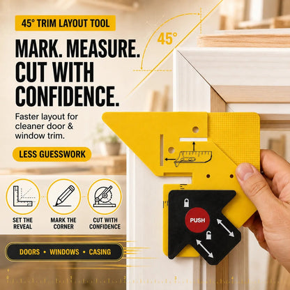 📐 Adjustable 45° Trim Marking & Measuring Tool – Fast Door & Window Casing Layout