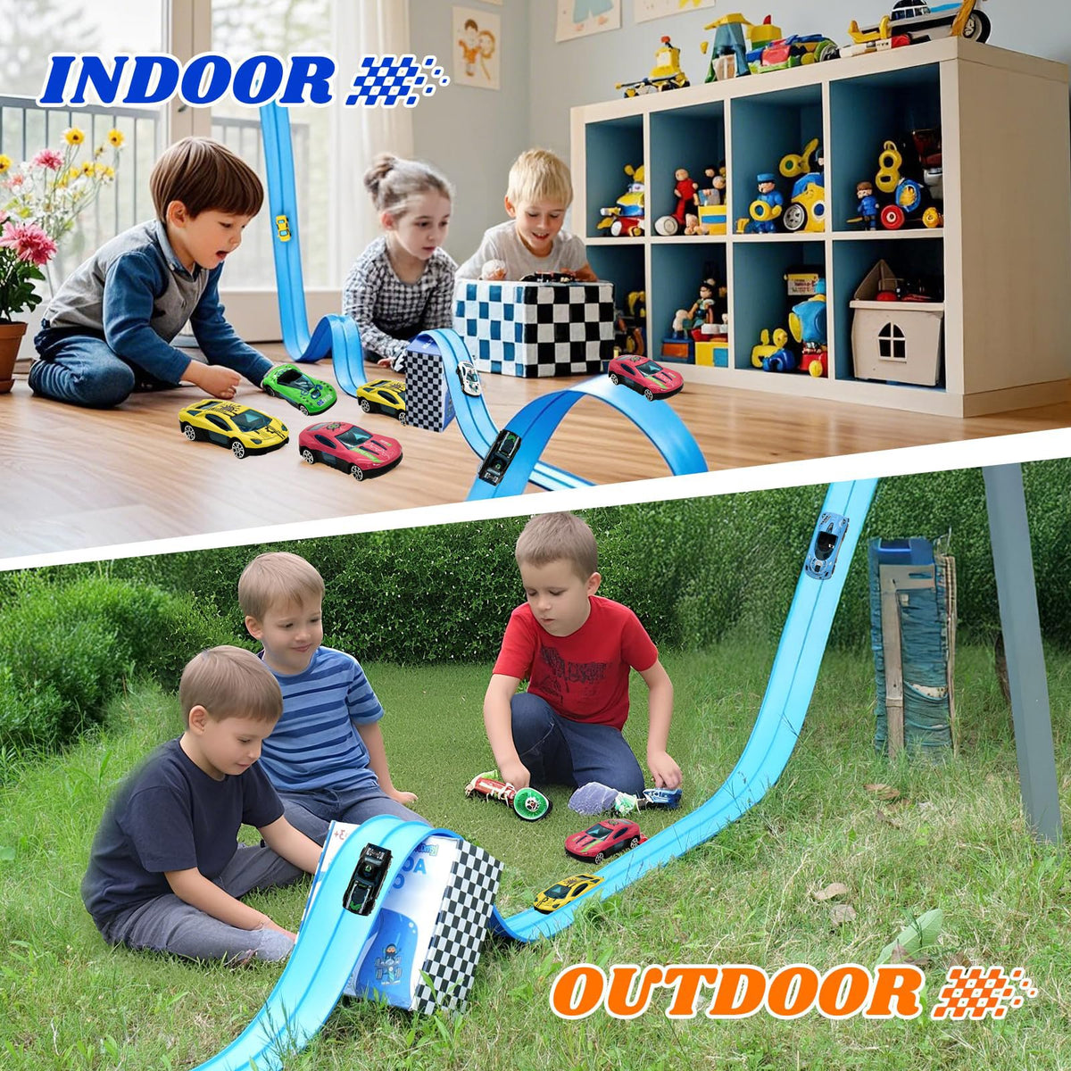 🔥Flex Tracks 15Ft for Kids, STEM Flexible Race Car Ramp Track