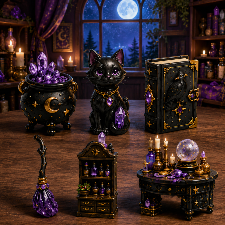 Witch cat and magical furniture