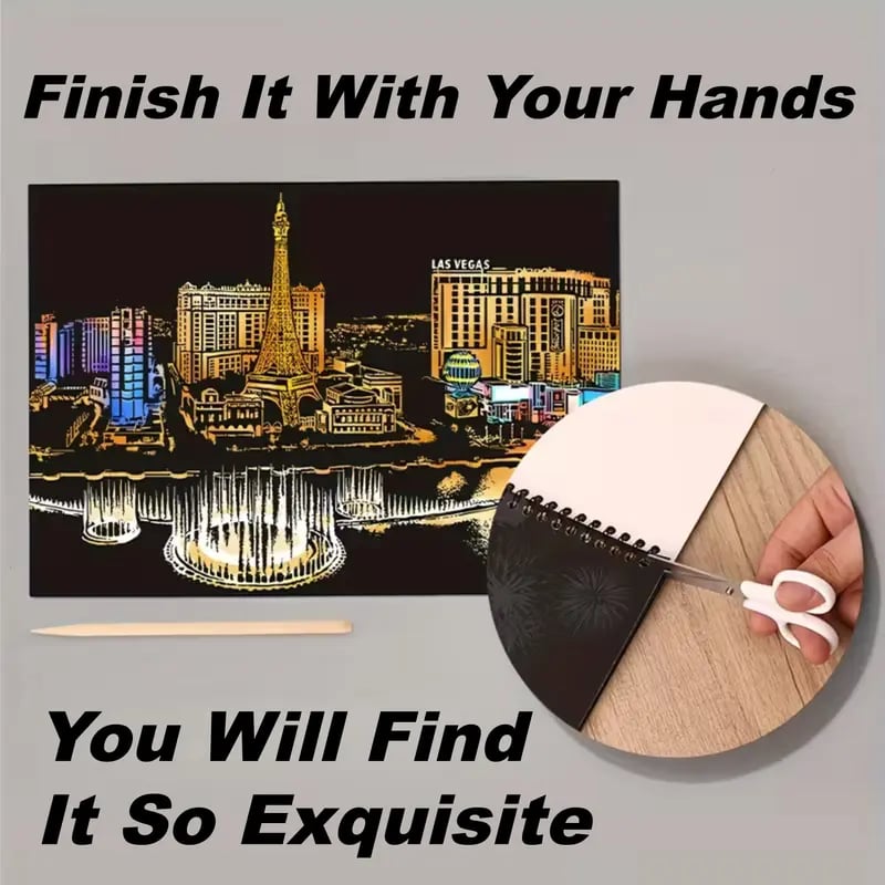 ✨Unwind & Create: 3D City Lights Scratch Art Book🎨