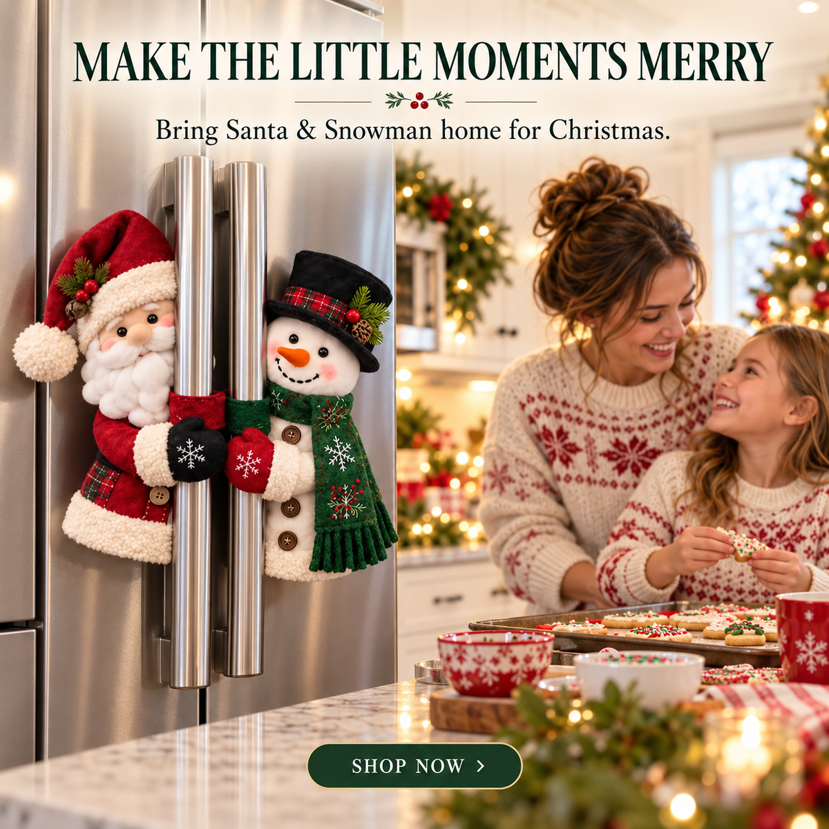 🎄 Santa & Snowman Christmas Fridge Handle Huggers