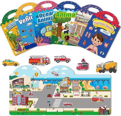 🧠📚Reusable Jelly Sticker Book for Toddlers 2-5, Portable Silicone Quiet Activity Travel Toy🎨
