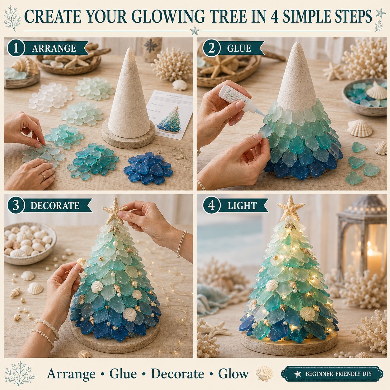 ⏳ Last Day 49% OFF – 🌊 Beginner-Friendly DIY 3D Lighted Sea Glass-Style Art Kit Collection | Complete Kit with Sea Glass-Style Pieces, LED Lights & Step-by-Step Guide Included 💕