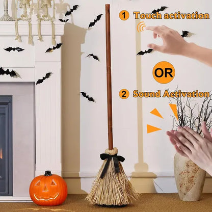 🔥Early Halloween Offer👻 Floating Witch's Broom – Eerie Laughs & Hypnotic Dance at Your Command! 🎃