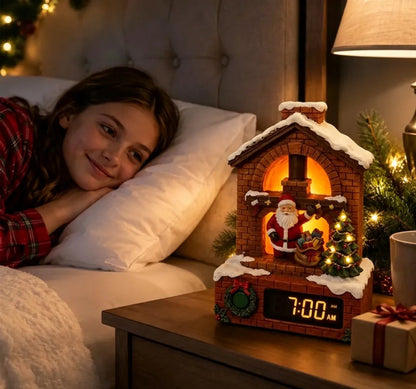 Santa Fireplace Digital Alarm Clock – Lighted Christmas Diorama