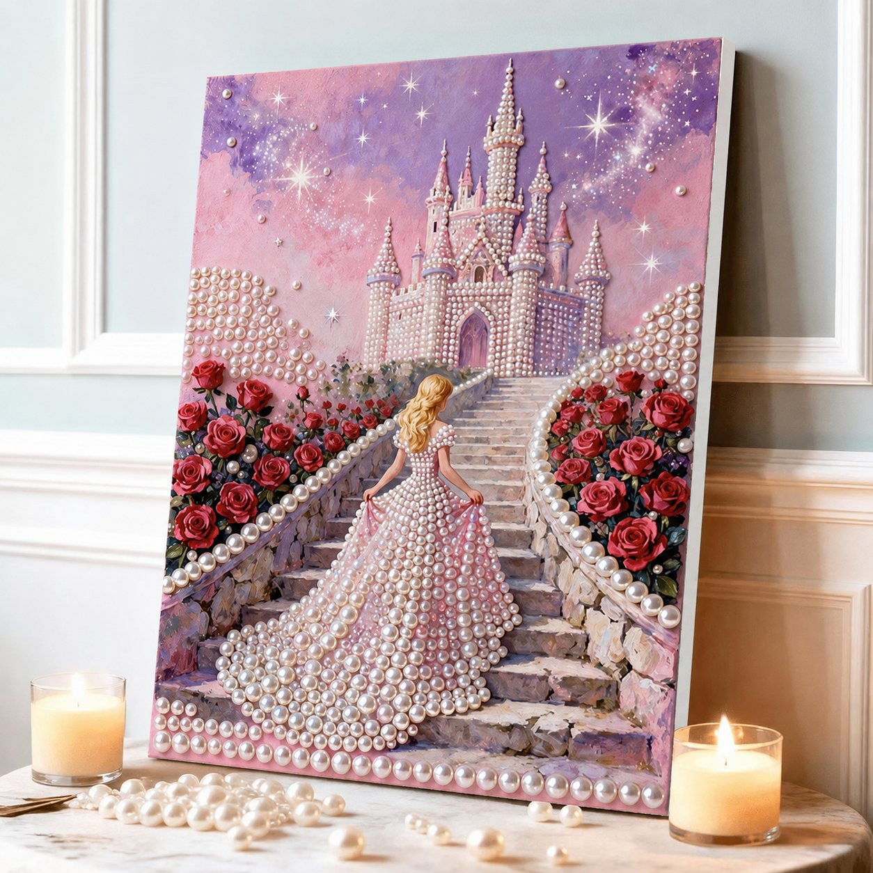 ✨ LAST DAY 49% OFF – Premium Pearl Self-Adhesive Canvas Art Kit | Pre-Printed Oil Canvas with Acrylic Pearl Pieces DIY Elegant 40×50cm Wall Decor 🖼️💎