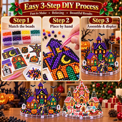🎄🎃 3D DIY Diamond Art Village Kit – Christmas & Halloween Craft Decor