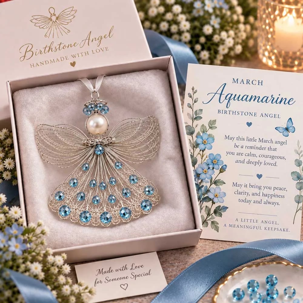 👼 Birthstone Angel Wire Ornament | 12 Month Keepsake Colors