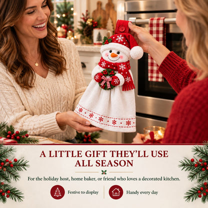 🎄 Christmas Hanging Hand Towel | Button-On Loop Keeps It Within Reach
