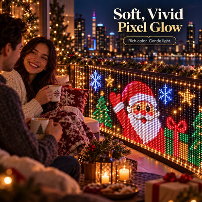 Smart LED Matrix Balcony Curtain Light, Flowing Animation LED Curtain Lamp for Balcony, Patio Holiday Party Decoration