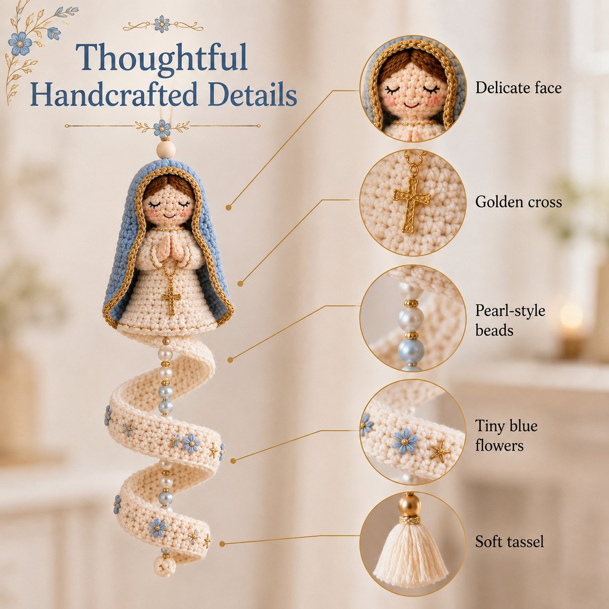 🔥Last Day 49% OFF - 🙏🧵DIY Crochet Blessed Mother Spiral Hanging Ornament Kit🪡