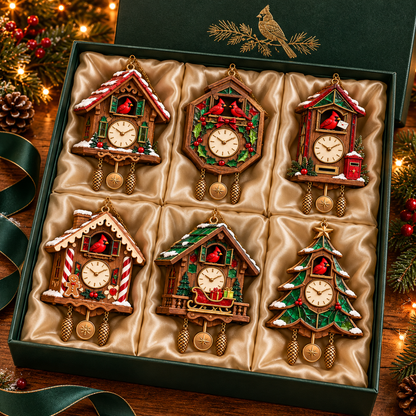 🕰️ 2026 Christmas Cuckoo Clock Ornaments – Set of 6 Vintage Holiday Keepsakes