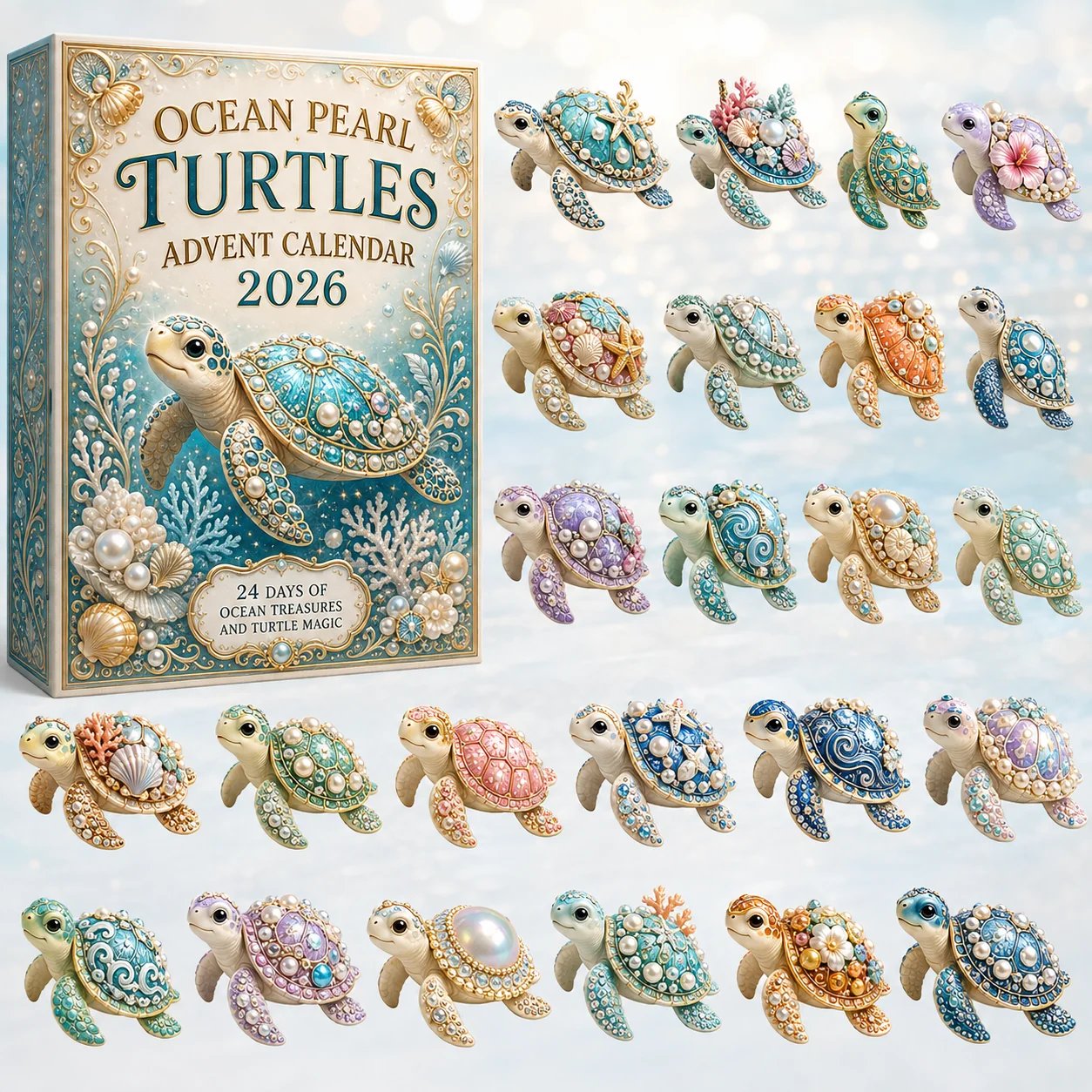 ⏳ Last Day 49% OFF – 🐢 2026 Ocean Turtle Christmas Advent Calendar | 24 Unique Acrylic Turtle Collectibles with Colorful Ocean-Inspired Designs for Daily Holiday Surprises 🌊✨