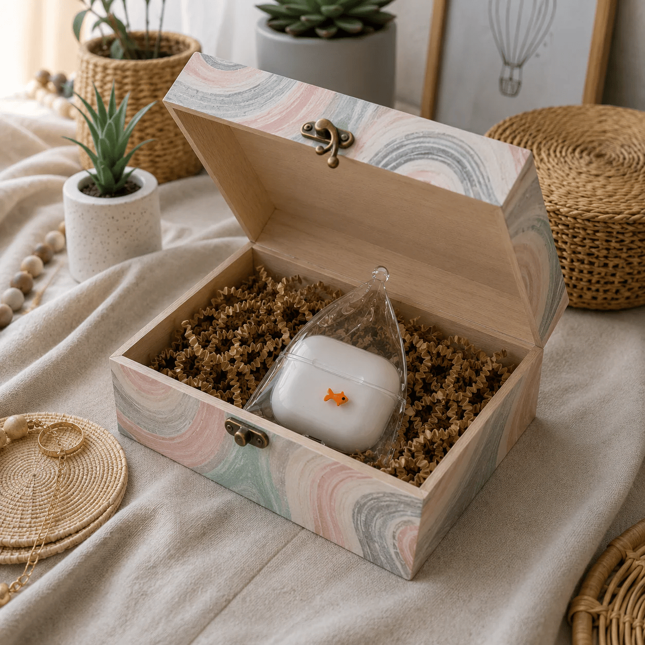 💖Hot 30% OFF🐟 Fishy Pods — Cute Transparent AirPods Case with Floating Fish Charm