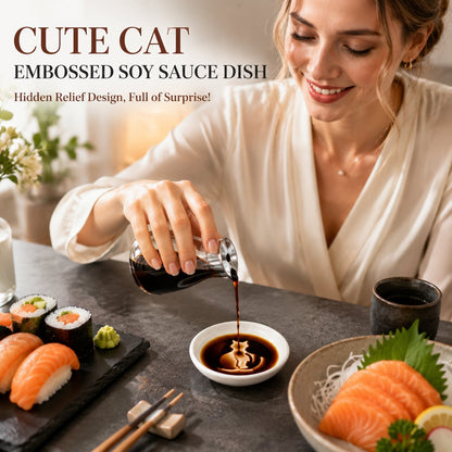 Cute Cat Embossed Soy Sauce Dish