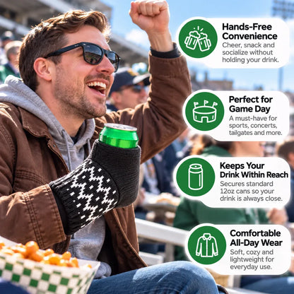 🍻 Hands-Free Game Day Drink Holder | Soft Knit Wearable Can Holder for Tailgates, BBQs & Parties 🏈