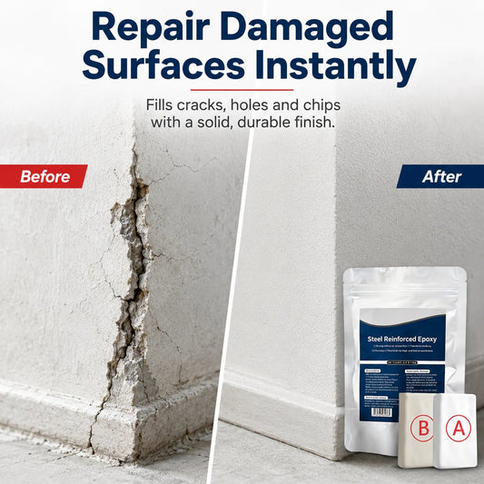 🔧Steel Reinforced Epoxy Repair Putty – Multi-Surface Moldable Epoxy for Metal, Wood & Hard Surfaces, Patch Cracks Gaps Holes, Sandable & Paintable, Water-Resistant🛠️