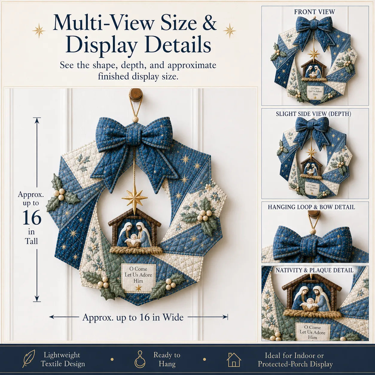 ⏳ Last Day 49% OFF – 🎄Beginner-Friendly DIY Christmas Fabric Wreath Kit Collection | Complete Kit with Coordinated Fabrics, Wreath Materials & Step-by-Step Guide Included 💕