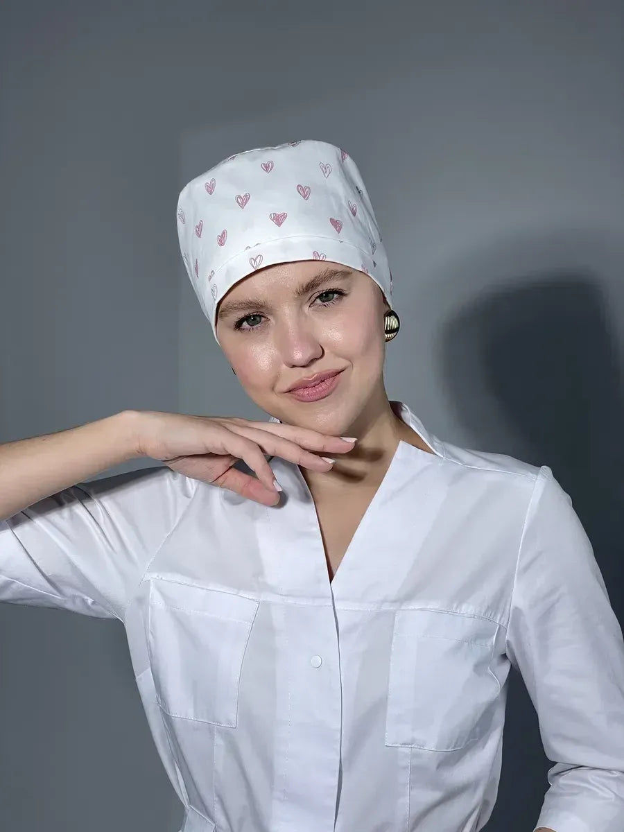 👩‍⚕️Adjustable Cotton Scrub Cap – Roomy Hair Pocket & Mask Buttons
