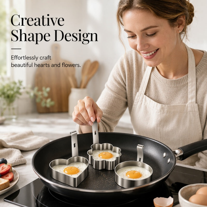 304 Stainless Steel Egg Ring Mold – 5 Fun Breakfast Shapes