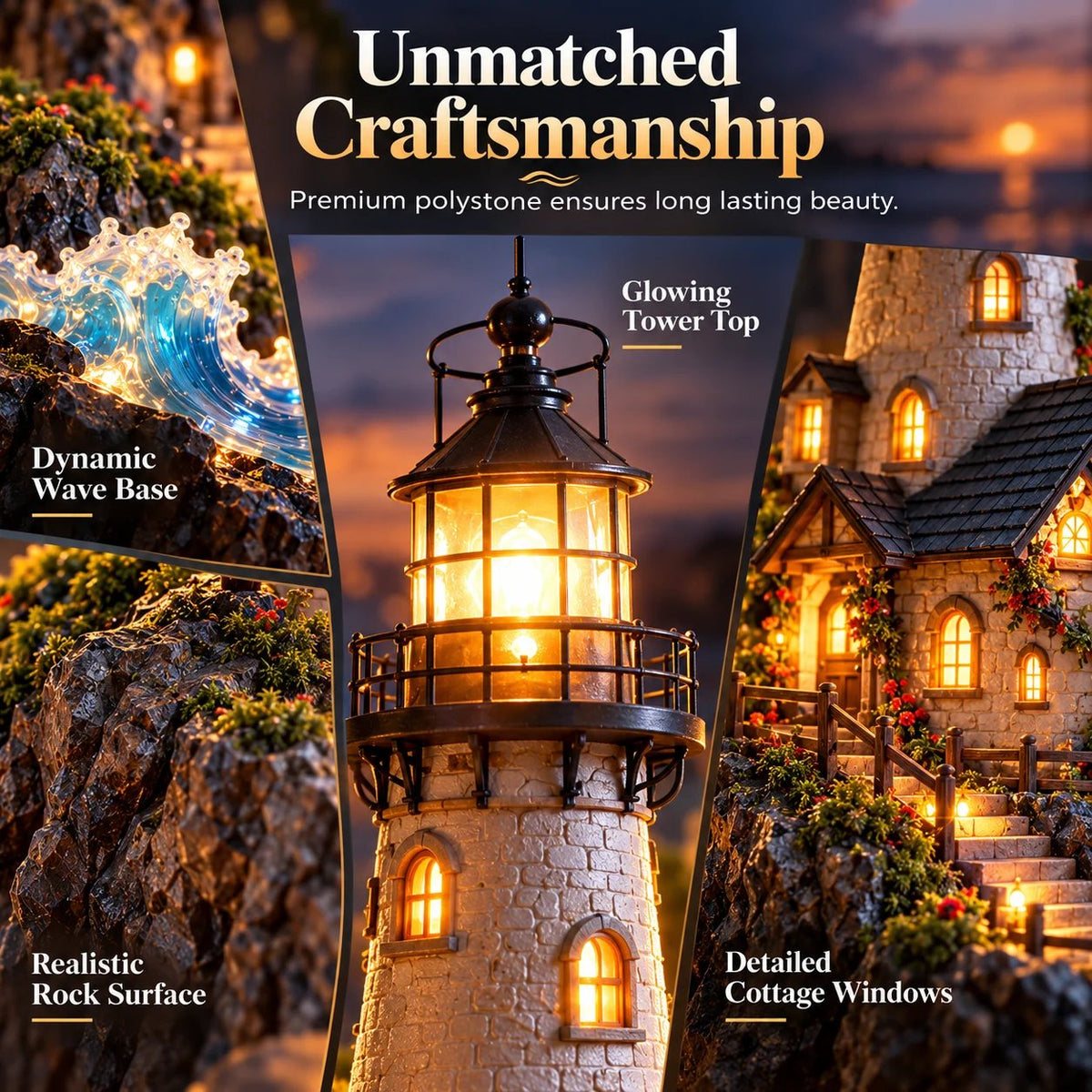 'Coastal Lighthouse' LED light decoration – handmade ornament in a maritime island style