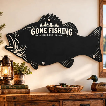 🎣 Bass-Shaped Magnetic Fishing Display Board | 3 Sizes