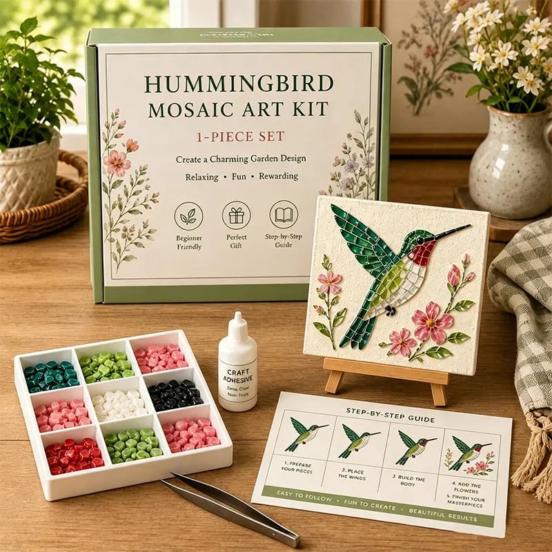 🌿 Watering Can Mosaic Art Kit | Beginner-Friendly Floral DIY Craft with Vibrant Mosaic Beads & Sturdy Display Base ✨