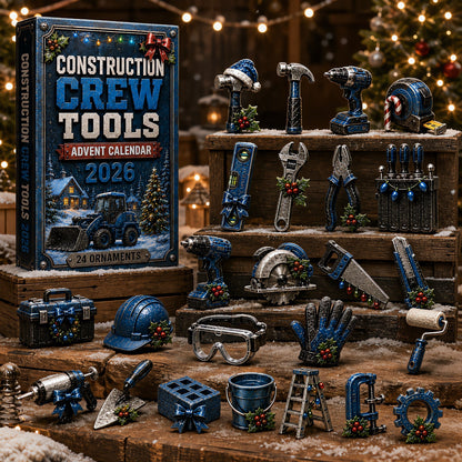 🔥Last 50 pcs✨Construction Crew Tools Advent Calendar 2026 - 24-Day Festive Countdown, Acrylic Charms Blind Box