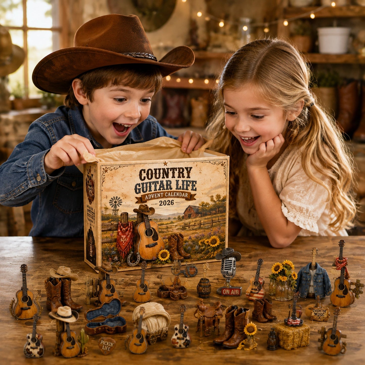 🔥Last 50 pcs✨Country Guitar Life Advent Calendar 2026 - 24-Day Festive Countdown, Acrylic Charms Blind Box