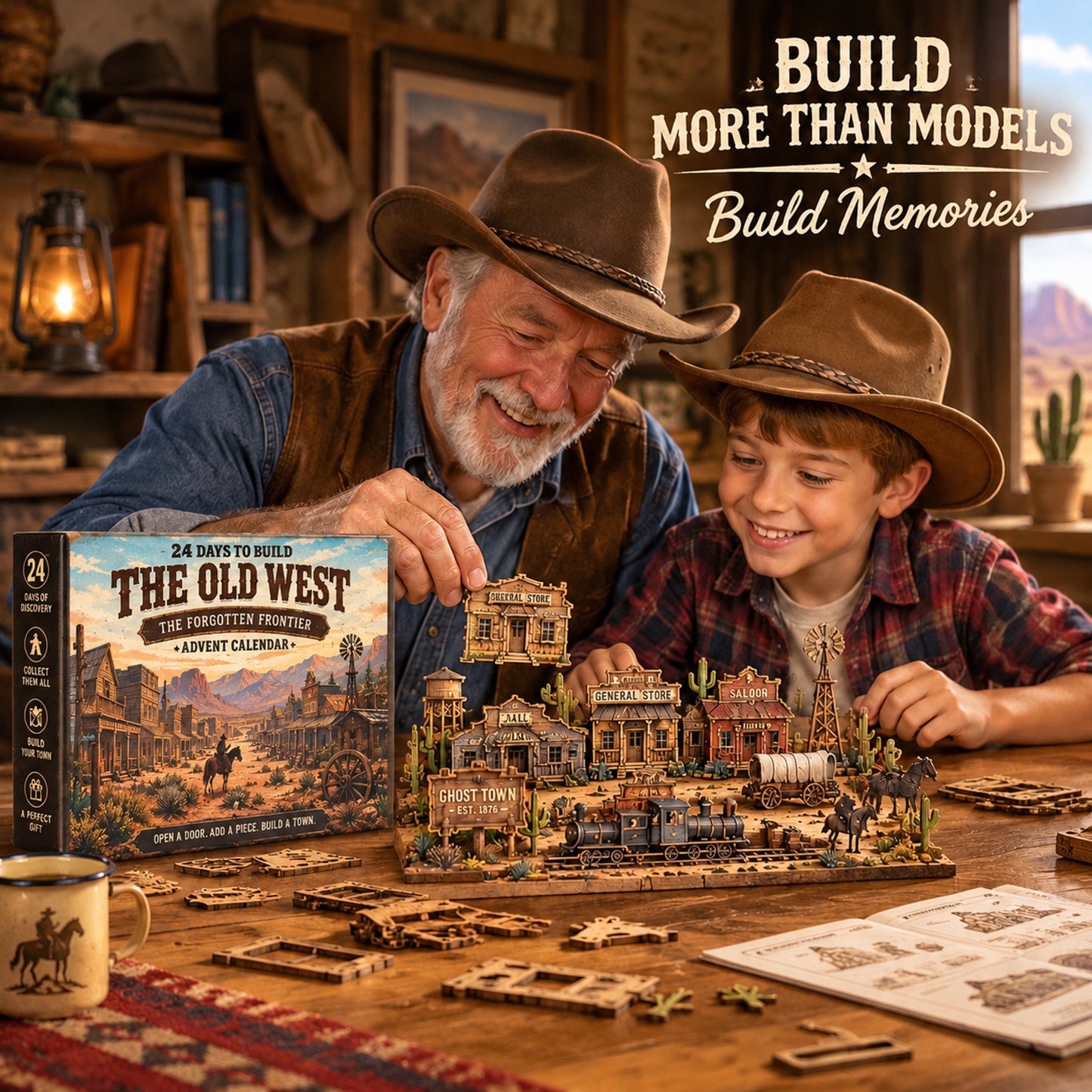 The Forgotten Frontier Ghost Town Advent Calendar 🤠 | 24‑Day Build‑Your‑Own Wild West Town Reusable Wooden Countdown