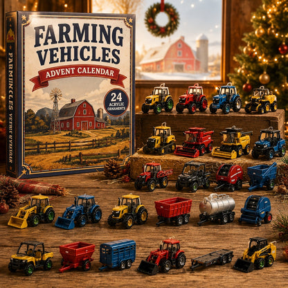 High-quality miniature model✨Farming Vehicles World Advent Calendar 2026 - 24-Day Festive Countdown, Acrylic Charms Blind Box