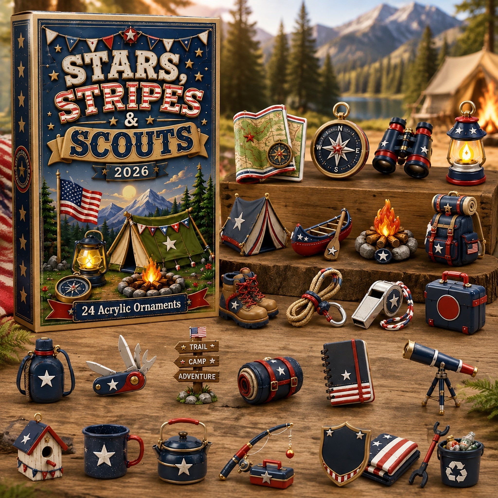 Stars Stripes Scouts patriotic outdoor ornaments