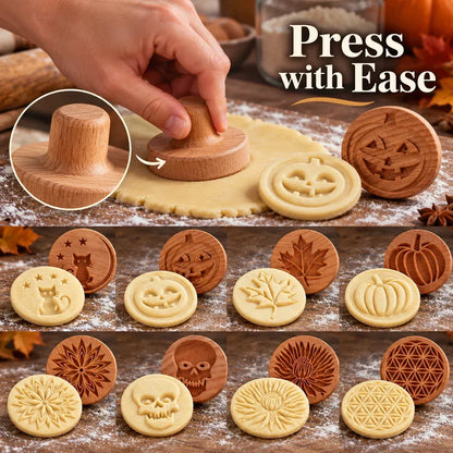 Patterned Wood Cookie Embosser | Seasonal Party & Gift Cookie Prep