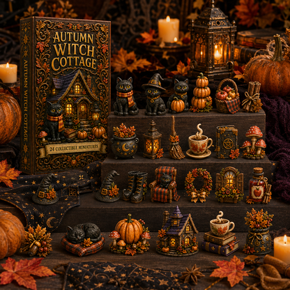 Autumn Witch Cottage Advent Calendar 2026 – 24 Cozy Witchy Miniatures, Black Cat Collectibles & Magical Fall Cottage Surprises