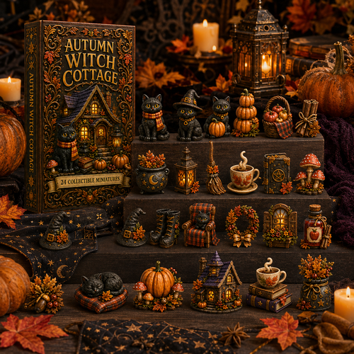 Autumn Witch Cottage Advent Calendar 2026 – 24 Cozy Witchy Miniatures, Black Cat Collectibles & Magical Fall Cottage Surprises