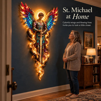 ✝️ Heavenly Radiance Lighted Angel Wall Sculpture | Gabriel or Michael