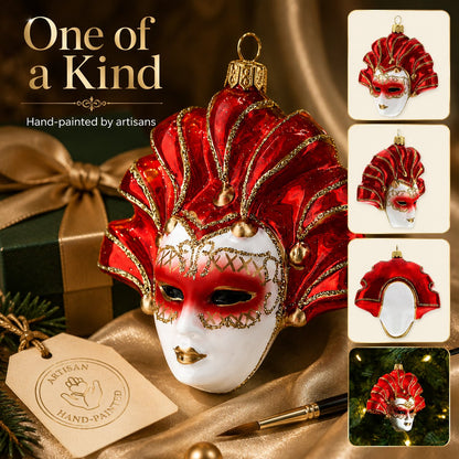 Vintage Venetian Mask Tree Pendant 🎄 | Unique Hand-Painted Holiday Keepsake