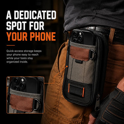 🔧 Compact Technician Tool Pouch with Phone Pocket & Dual-Layer Storage