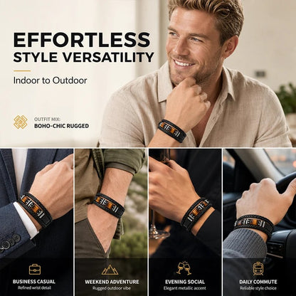 🔥Versatile Vintage Leather Bracelet 📿 Braided Layered Tiger Eye Stone Wristband for Men & Women