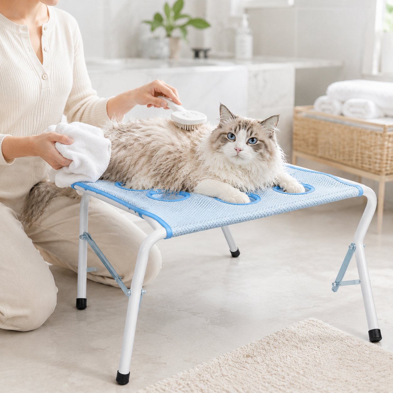 🐾 Limited-Time 49% OFF – Foldable Pet Bathing Support Stand for Cats & Small Dogs
