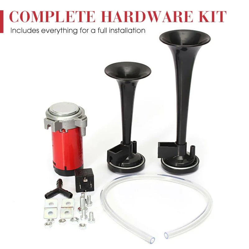🎉📯49% OFF! 🚗 Universal Dual Trumpet Air Horn Kit – 135dB, 12V, Complete Installation Kit 🔊